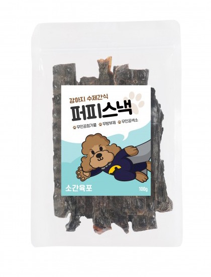 국산 강아지 수제 간식 퍼피스낵 소간육포 100g